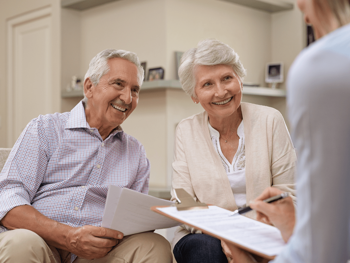 Senior couple meeting with advisor